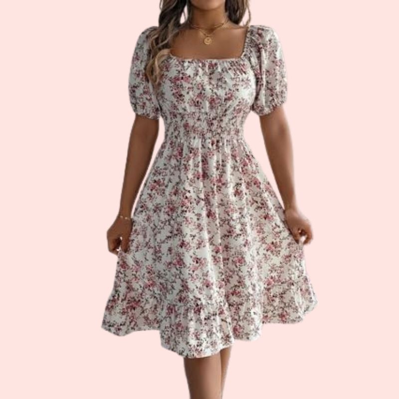 Jana - Kleid mit Print und quadratischem Ausschnitt