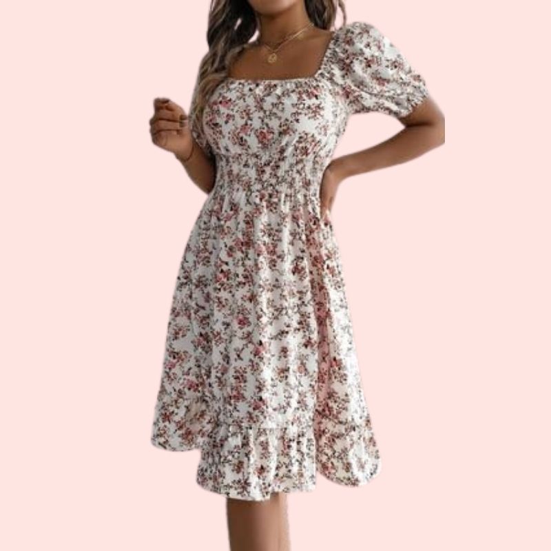 Jana - Kleid mit Print und quadratischem Ausschnitt