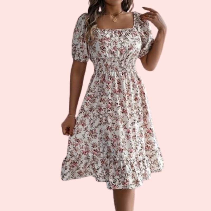 Jana - Kleid mit Print und quadratischem Ausschnitt