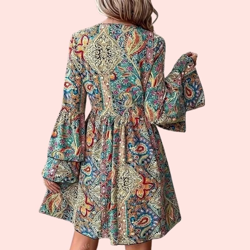 Ines - Boho-Blumenmuster mit V-Ausschnitt